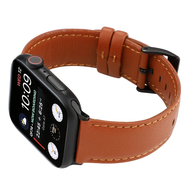 Сменный Браслет из натуральной кожи для Apple Watch 4 5 ремешок из телячьей кожи 44 40 мм для iWatch 3 2 Аксессуары для браслетов 38 42 мм