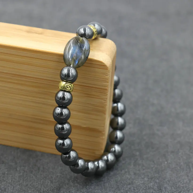 Top Quality Men's Bracelet Hematite Stone Labradorite Moonstone Beads Bracelet For Women Buddha Bracelet Jewelry Gift Tobilleras - Image 2