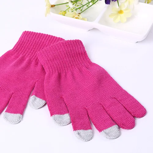 Женские и мужские зимние перчатки с сенсорным экраном, зимние теплые перчатки для пальцев, одноцветные теплые перчатки для рук, трикотажные перчатки, эластичные варежки - Цвет: 8