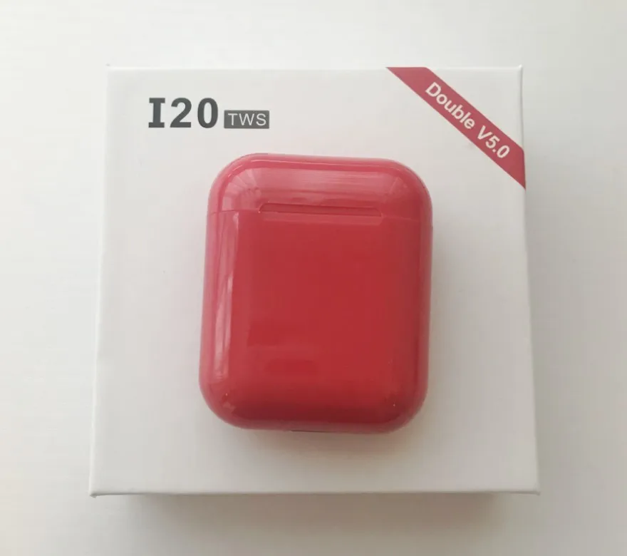 I20 tws 1:1, i20, Bluetooth наушники, беспроводные Bluetooth 5,0, наушники с сенсорным управлением для мобильных телефонов, pk W1, чип pk I10TWS - Цвет: Red