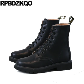 

waterproof fur round toe black women boots winter 2019 ankle military short flat comfortable fall combat shoes british lace up