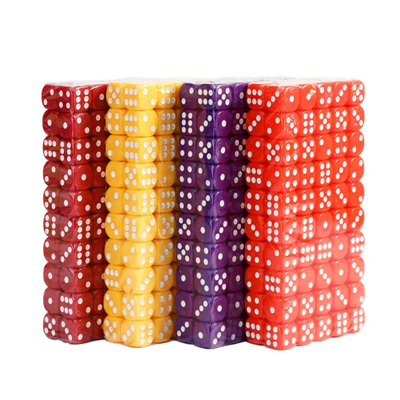 100pcs/set Colors Acrylic Table Games Dice 16mm Transparent  Dice  6 Sided Solid Color Dice Bar Pub Club Party Board Game Dices