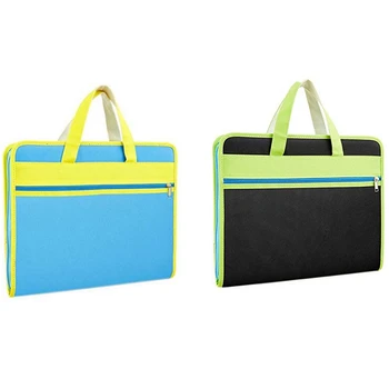 

HOT-2 Pcs File Organizer A4 Letter Size, Expanding File Folder with Handle, 13 Pockets Document Organizer - Black & Blue