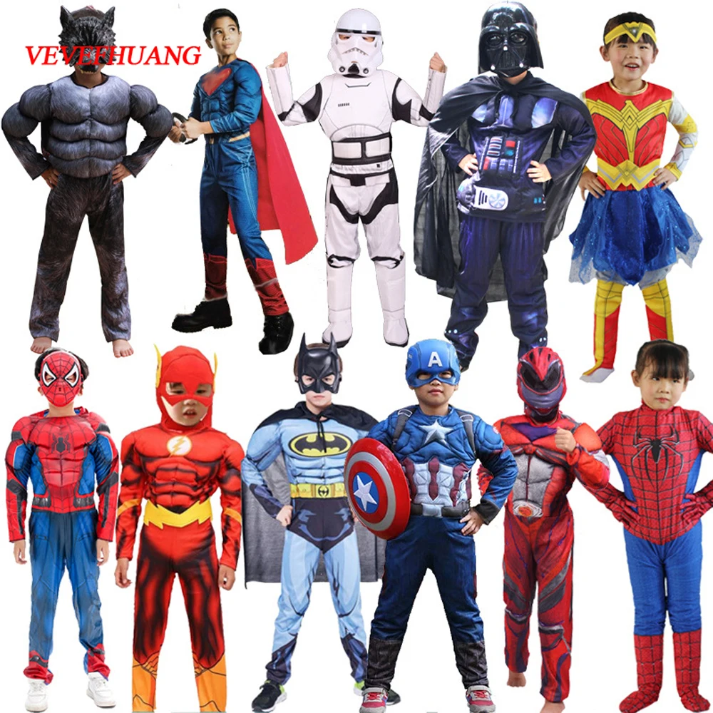 Super Spider Hero Iron Man Muscle Version Children Cosplay Costume Drama Stage Performance Clothing Children's Gift Halloween