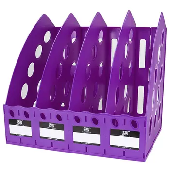 

TIANSE TS-1306 Plastic Bookshelf 4 Section Divider File Rack Paper holder Multifunctional Home Office Desktop Storage hanger