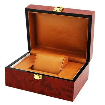 

Luxury Cushion Interior Wooden Lock Clasp Solid Metal Jewelry Watch Storage Display Box Showcase Mens Gift