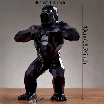 

16\"big Art Craft Animal King Kong Skull Gorilla Monkey Sculpture Geometric Creative Decoration Resin Collectible for Model