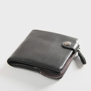 

Top Cow Leather Wallet Men Short Young Student Wallets with Zipper Coin Pocket Multi-function Credit Sd Cards Organizer Purse