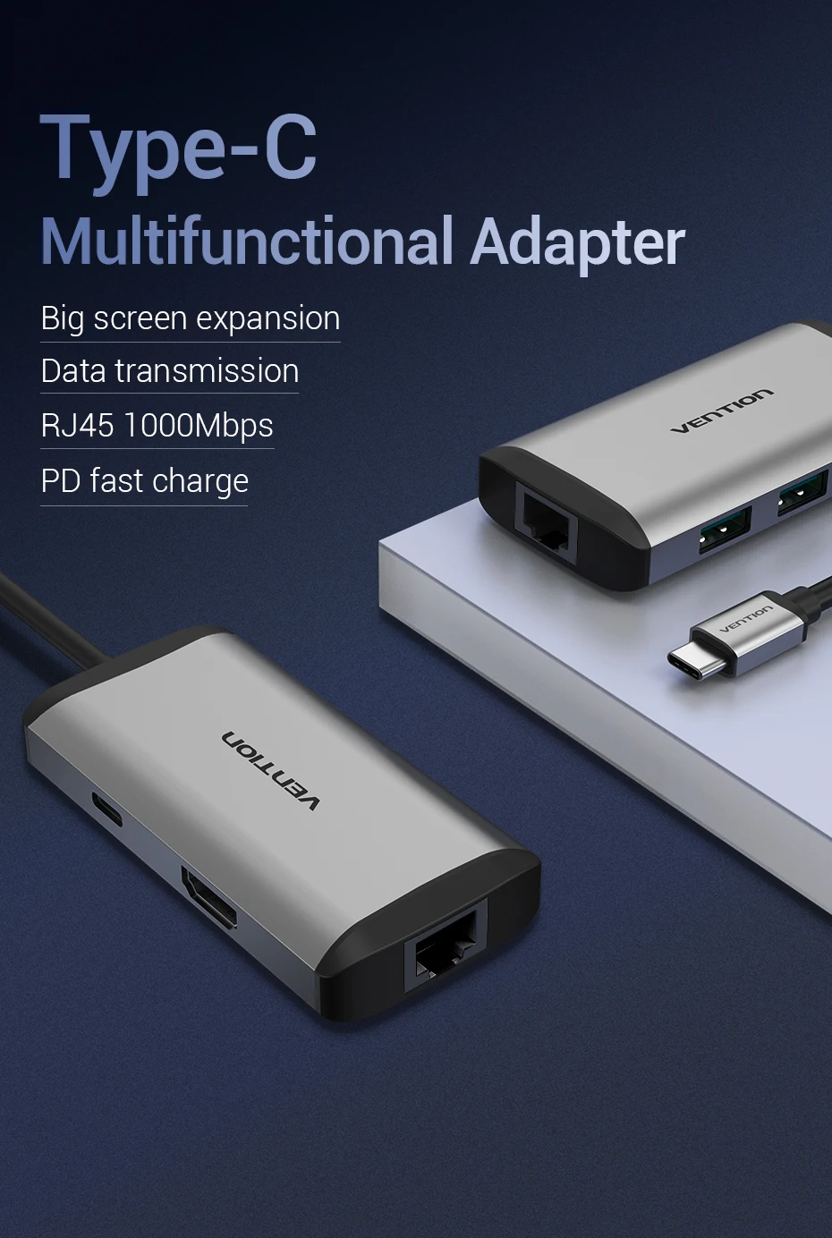 Vention usb-хаб usb type C к HDMI USB 3,0 концентратор Thunderbolt 3 адаптер для MacBook samsung S9 huawei mate 20 P20 Pro USB-C концентратор