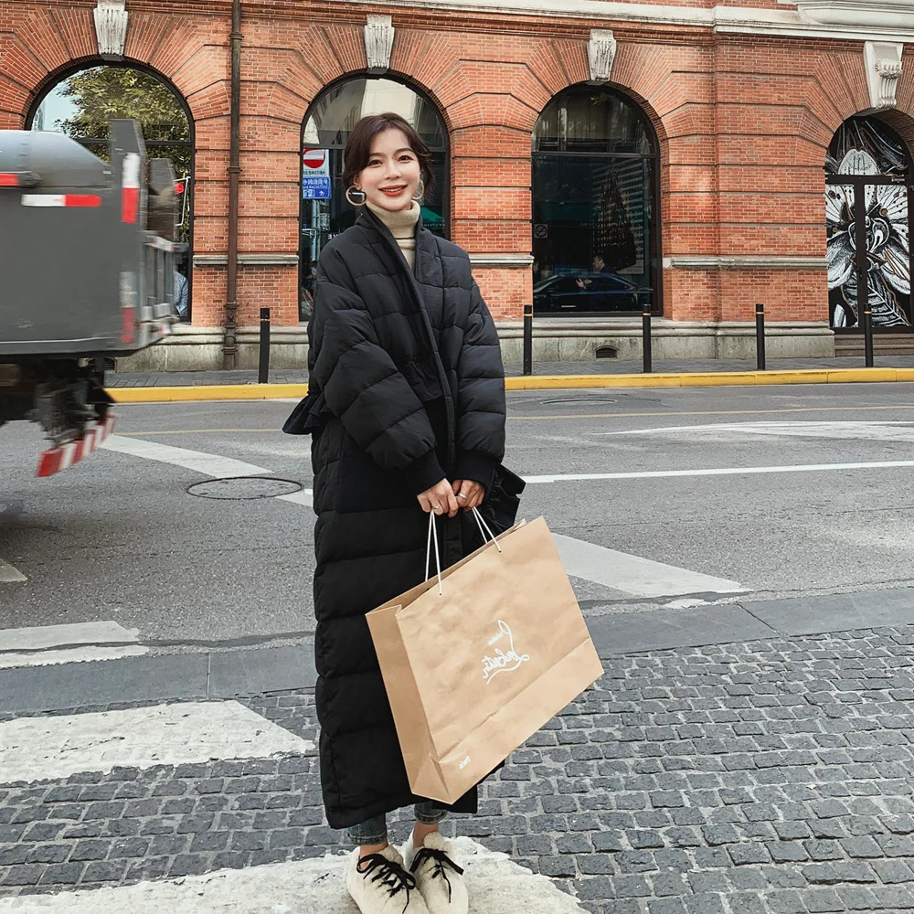 

Photo Shoot with Scarf Sense of Design Cotton Overcoat 2019 Winter New Style WOMEN'S Dress Retro Laziness-Style Lace-up Cotton C