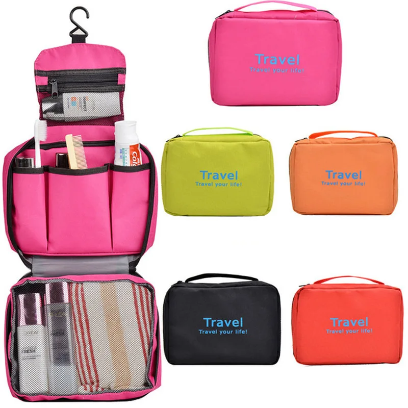 

Travel Bathroom Hook Waterproof Bag Portable Digital USB Gadget Organizer Charger Wires Cosmetic Zipper Storage Pouch Kit Case