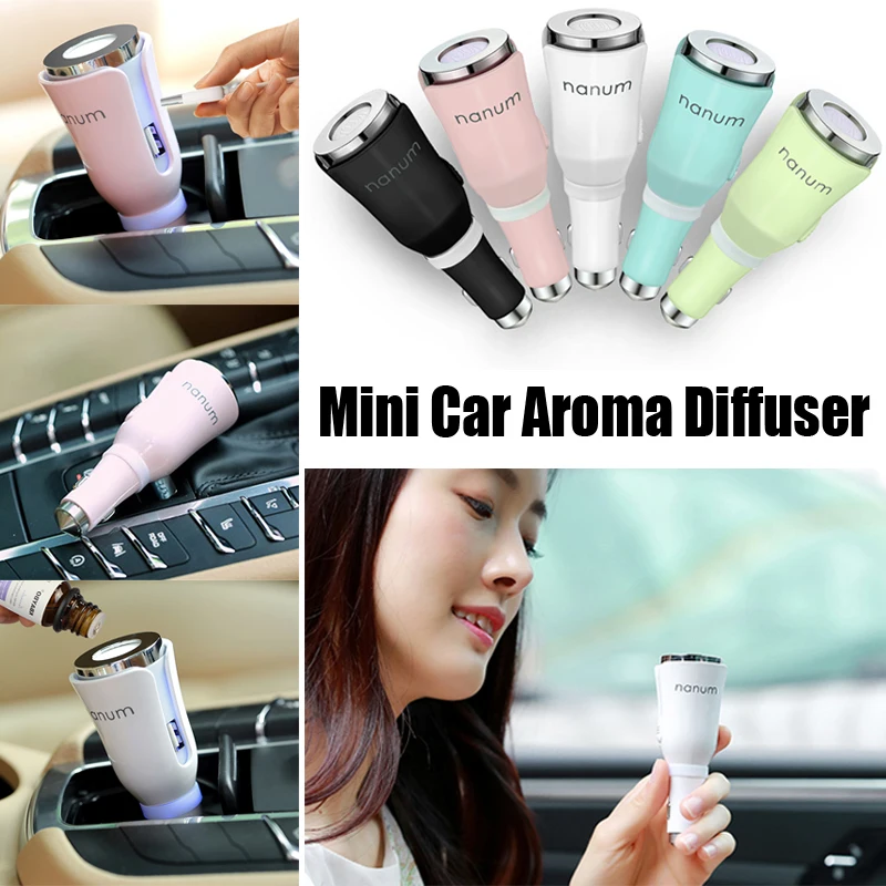 

Mini Car Aroma Diffuser Ultrasonic Car Aromatherapy Mat Diffuser with Dual Power USB Car Charger Car Accessories