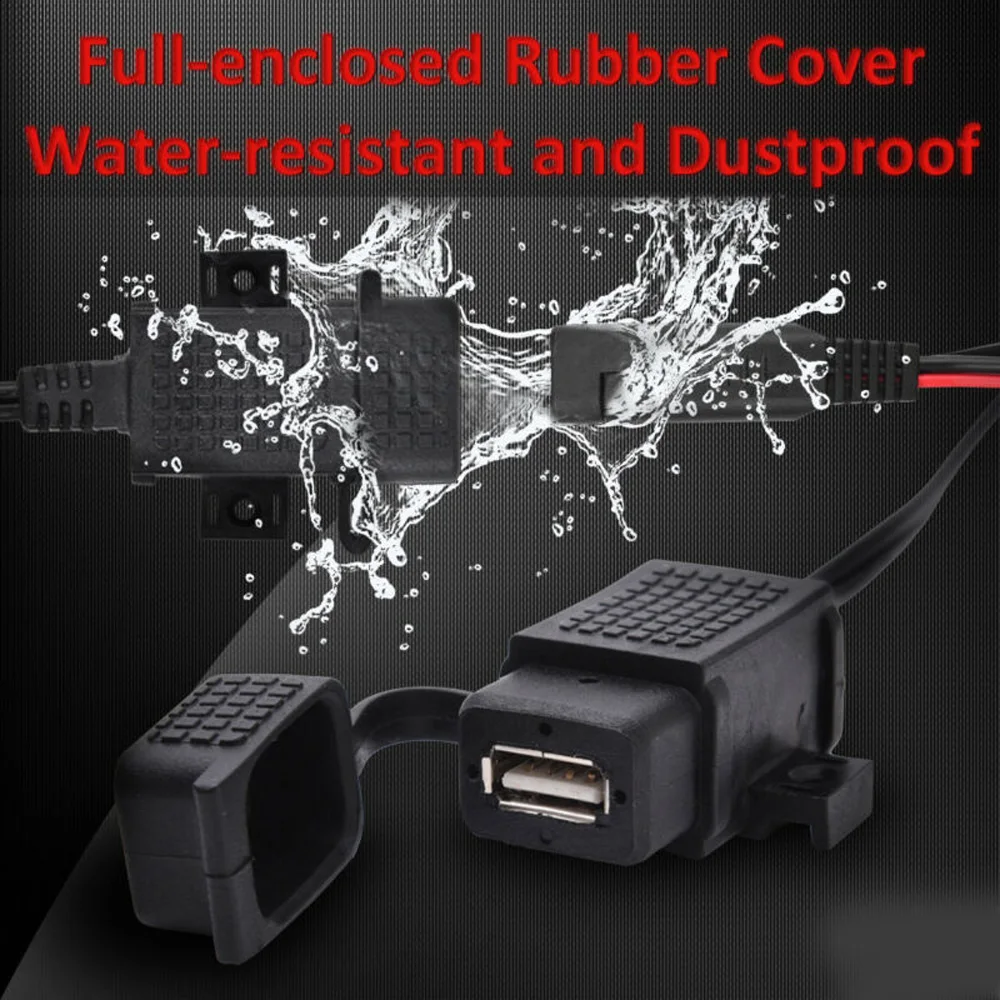 1* USB адаптер 1* кольцо-терминал Удлинительный кабель мотоцикл 12 в SAE к USB телефон gps зарядное устройство кабель адаптер Встроенный предохранитель водонепроницаемый