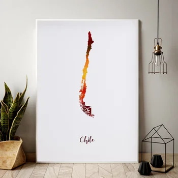 

Chile city map watercolor Map Modern City Canvas Art Print Wall Pictures for Living Room No Frame