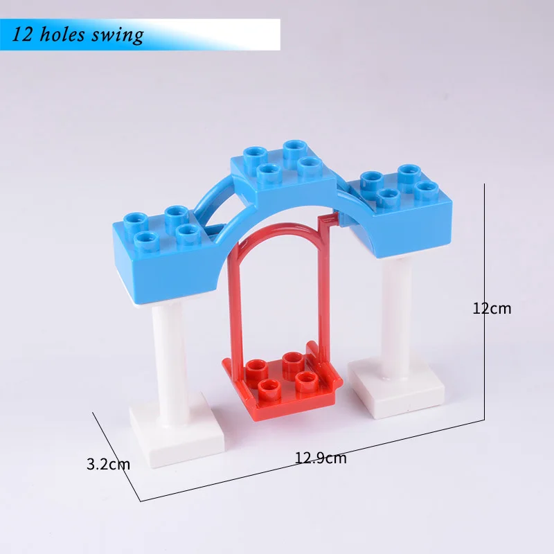 Большой размер блоки аксессуары игрушки Совместимые Duploed кирпич DIY Строительные кирпичи колесо обозрения Seesaw части для детей подарок для детей - Цвет: 1PCS 12 holes swing