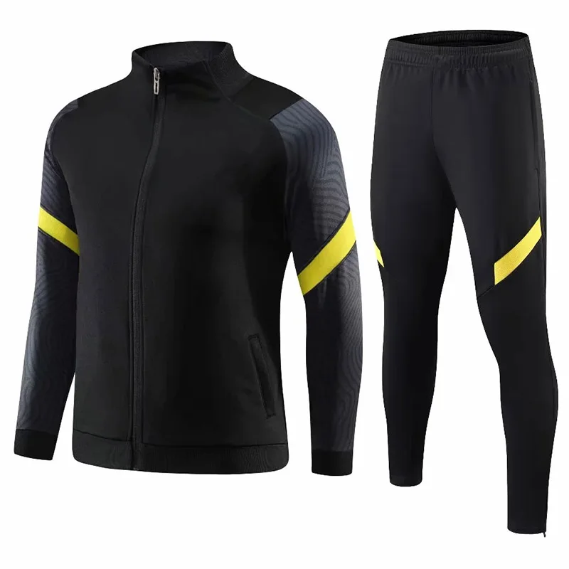 Full Zip Men's Football Long Sleeves Uniforms Sport Training Breathable Top Soccer Training Suit Winter Sportswear