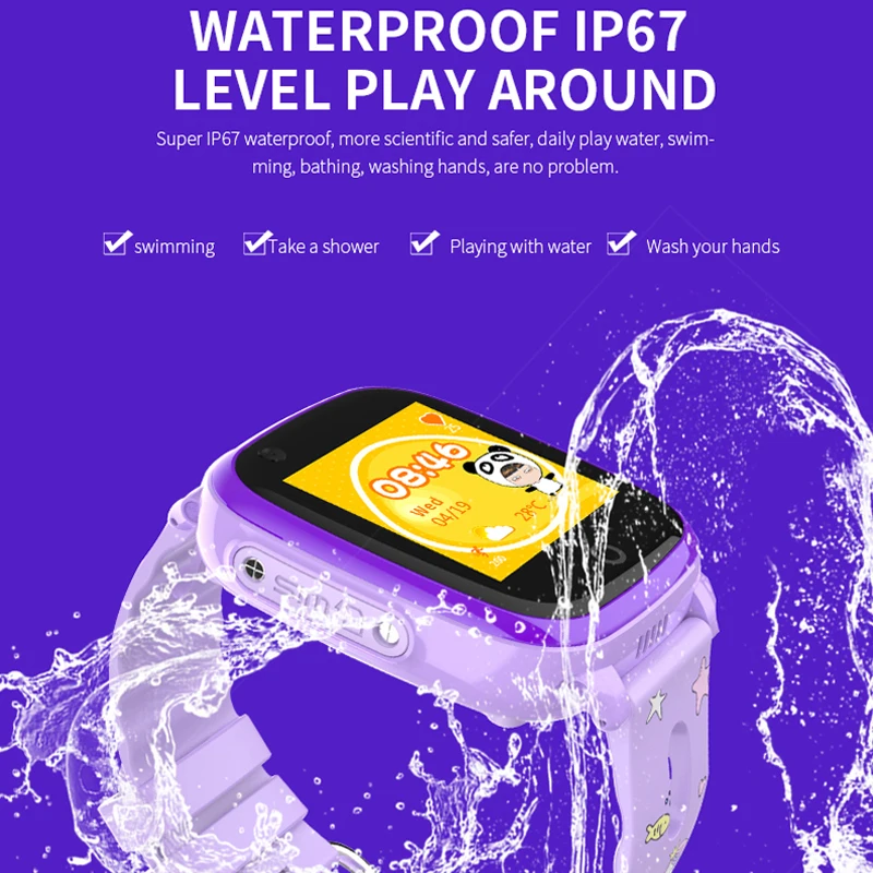  IP67 Waterproof Kids Smart watch 4G Remote Camera GPS WI-FI Kids Children Students Wristwatch SOS V