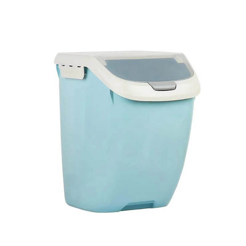 15Kg Rice Storage Box Sealed Moisture-Proof Large Capacity Grain Flour Container Kitchen Rice Storage Box Flip Cover Blue-L