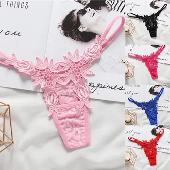 

Sexy G-string Women Sexy Panties for Women Underwear Solid Color Lace Flower Elastic Women G String Ladies Panties Thongs