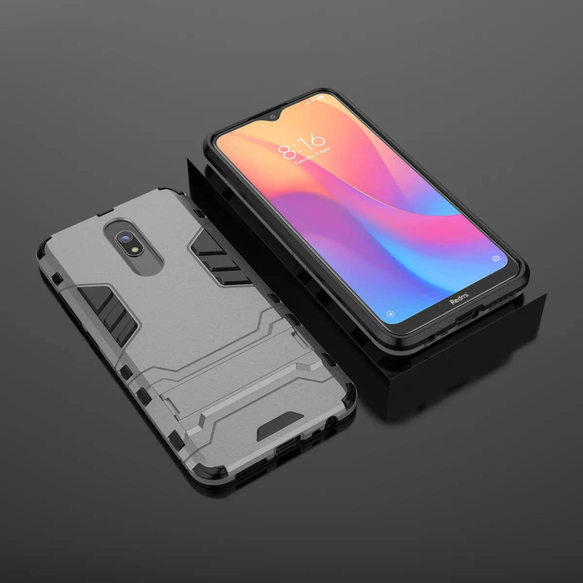 OUDINI для Xiaomi Redmi 8 Redmi 8A задняя крышка Подставка Броня противоударный чехол для Redmi 8 8A чехол - Цвет: Gray