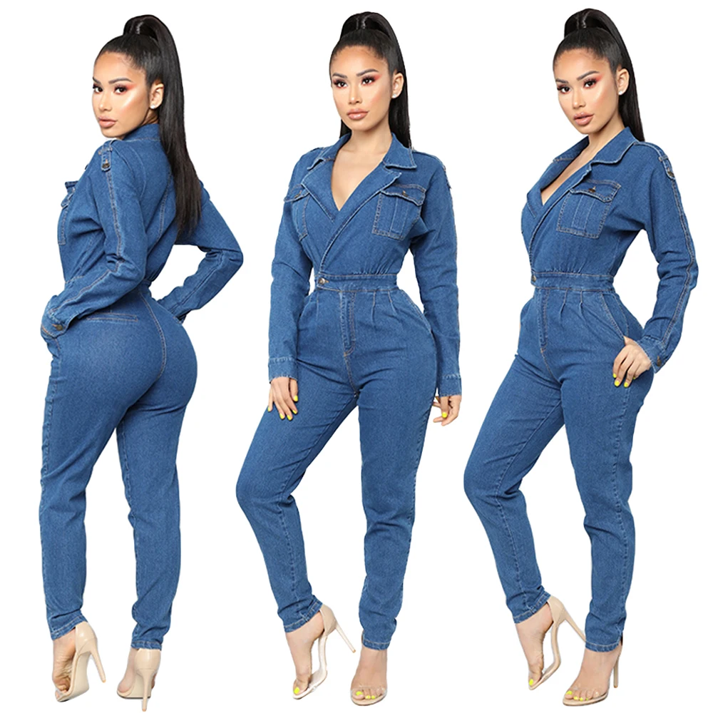 denim bodycon jumpsuit