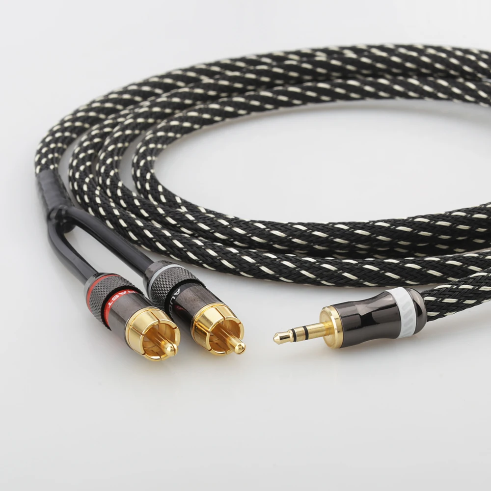 2020 Audiocrast 3 5mm to RCA Cable 2 Male RCA to AUX Cable 99 99 4N OFC 1 8 to RCA Stereo Cable Audiophiles Headphone RCA Cable