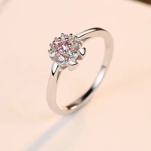 PAG& MAG S925 Серебряное женское кольцо, инкрустированное 3а цирконом, модное милое цветочное кольцо