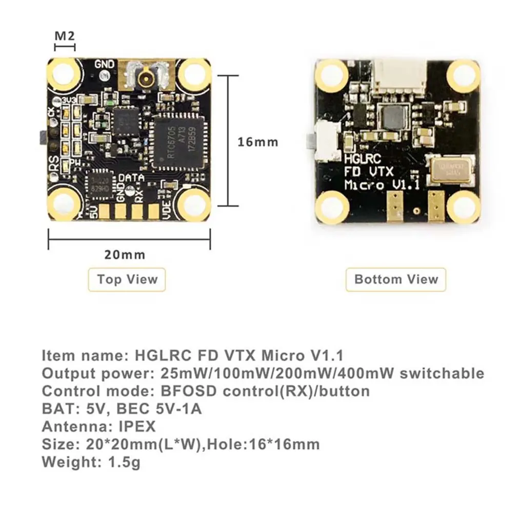 FD VTX Micro 16x16 мм 400 МВт переключаемый FPV видеопередатчик для D413-VTX стек RC Дрон аксессуары