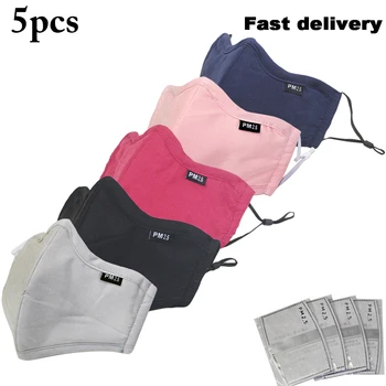 

5 Pieces of Cotton Masks Masks PM2.5 Dustproof Masks 10 Pieces Korean Activated Carbon Filter Mask Cloth Masks Cool 5 Colors