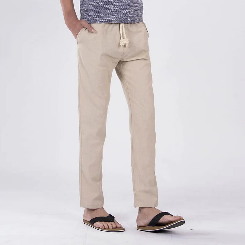 

Casual pants for Men Fashion Cotton Linen Straight pants Solid Color Pants Drawstring Waist Slim Fit Breathable Comfortable Pant