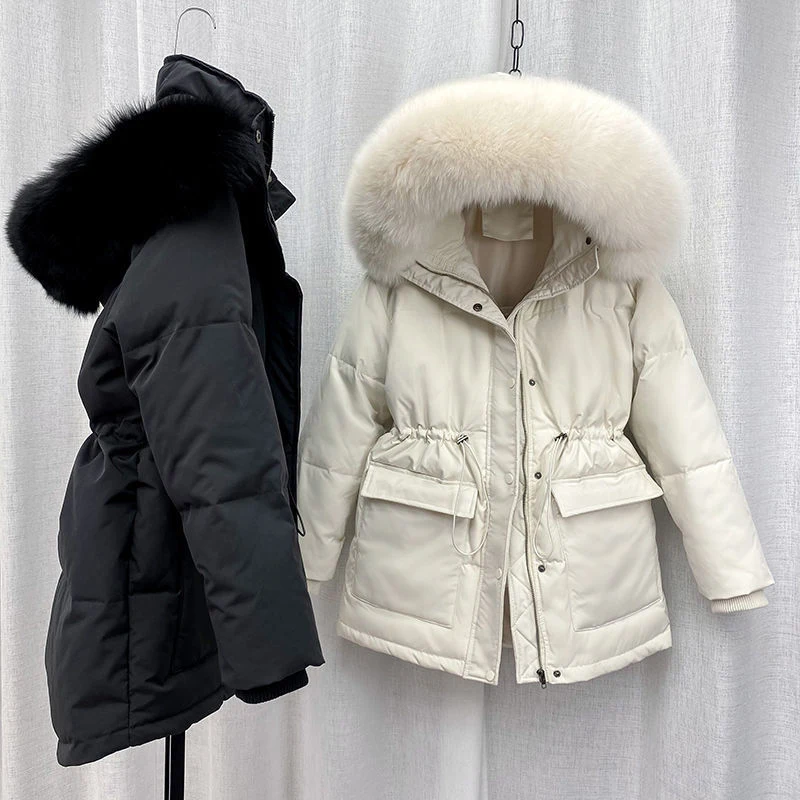 Women's Big Fur Collar Down Winter Jacket-0