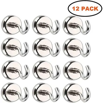 

Pack of 12 Magnetic Hooks Super Magnetic Strong Hook Magnet Suction Mini Convenient NdFeB Material 16mm Hook