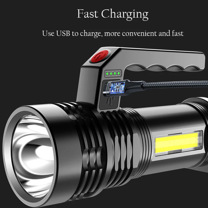 Мощный светодиодный вспышка светильник Портативный P500 фонарь USB Перезаряжаемые