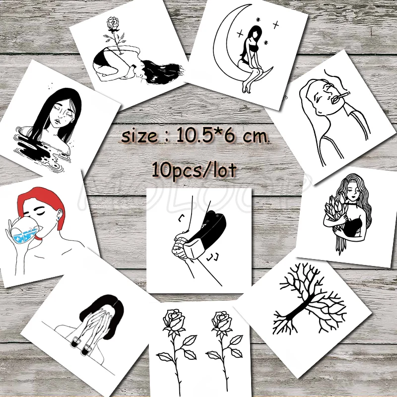22 Tattoo sticker fake tatoo coconut tree flower sexy girl tatto temporary water transfer stickers for man woman sell in lot - Цвет: 22