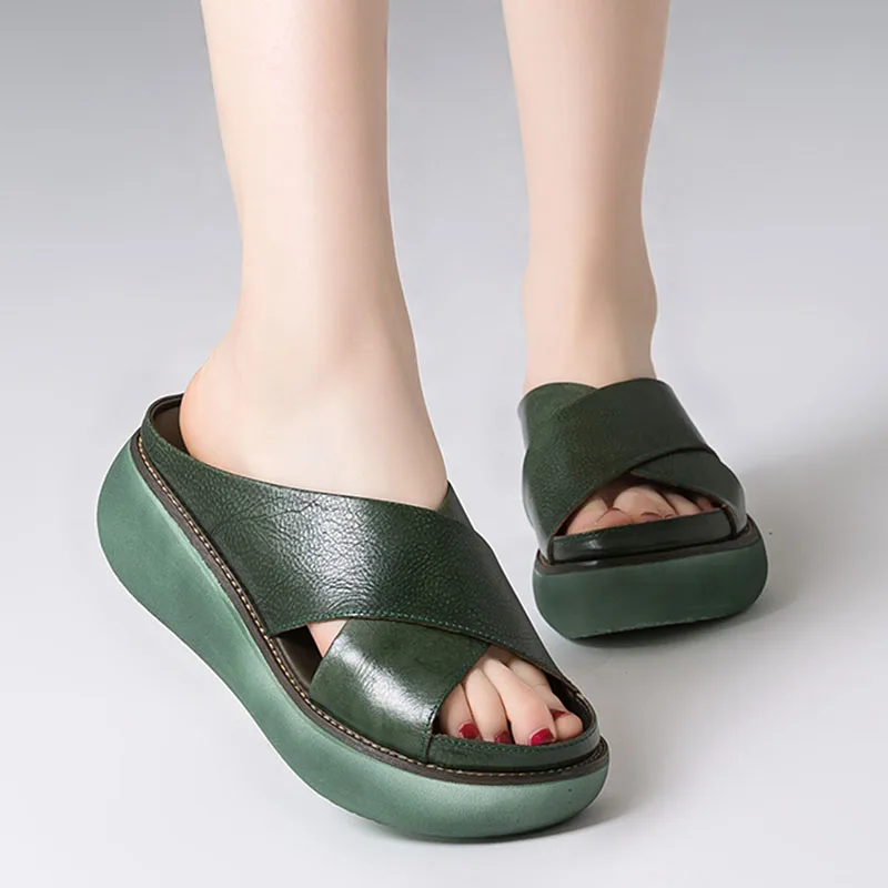 

Women Sandals Soft Leather Wedges Shoes Woman Summer Sandals Beach Flip Flops New Platform Sandalias Mujer Wedge Heels Sandals
