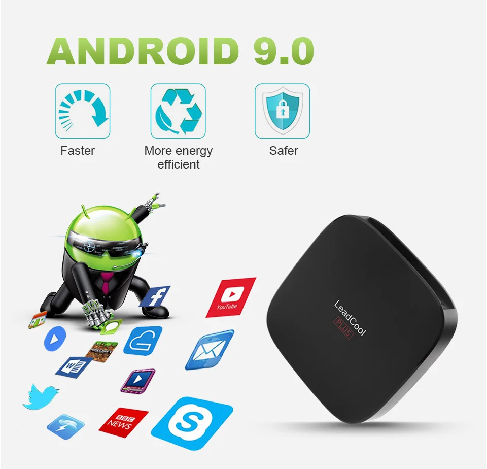 Android 9,0 ТВ приставка Leadcool Plus 2G 16G RK3318 4K медиаплеер USB 3,0 2,4G/5,8G двухдиапазонный Wifi 4G 64G Leadcool телеприставка