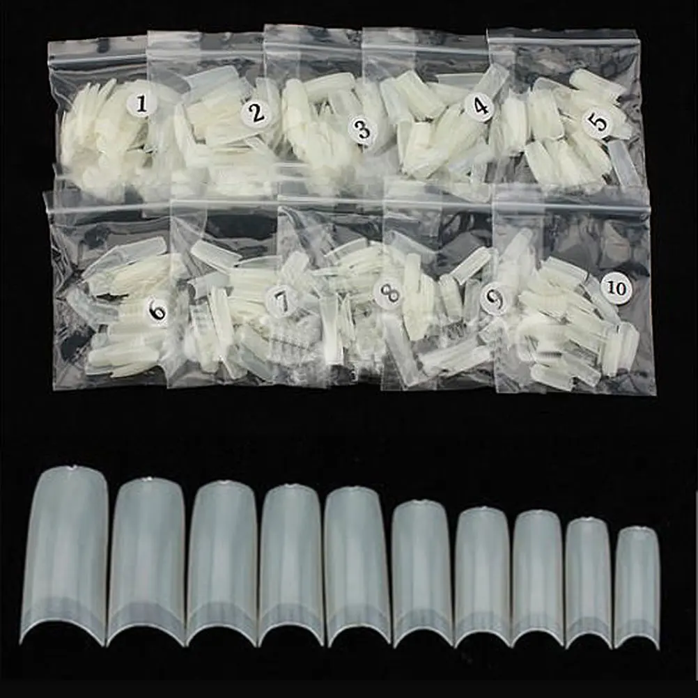 

500Pcs Synthetic Resin Nail Art Tips Transparent False Nail Tip Half Artificial for Nail Salons DIY Acrylic Gel UV Manicure