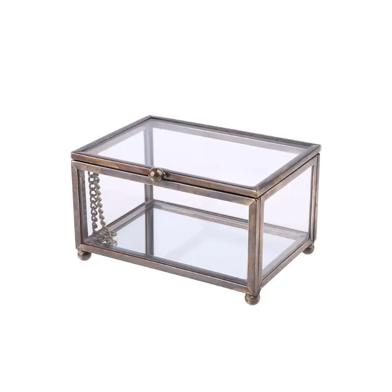

Nordic Transparent Glass Wedding Ring Box Eternal Flower Storage Holder Decor