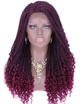 

Youthfee 20" Ombre Burgundy Red Synthetic Lace Front Wigs Braid Hair For Women Natural Looking Frontal Lace Wigs with Baby Hair