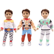 Best Price Woody Buzz Costume Outfits Suit Clothes Set for 18" (46cm) Logan Boy Dolls American Girl Doll Accessories Birthday Gift Toys