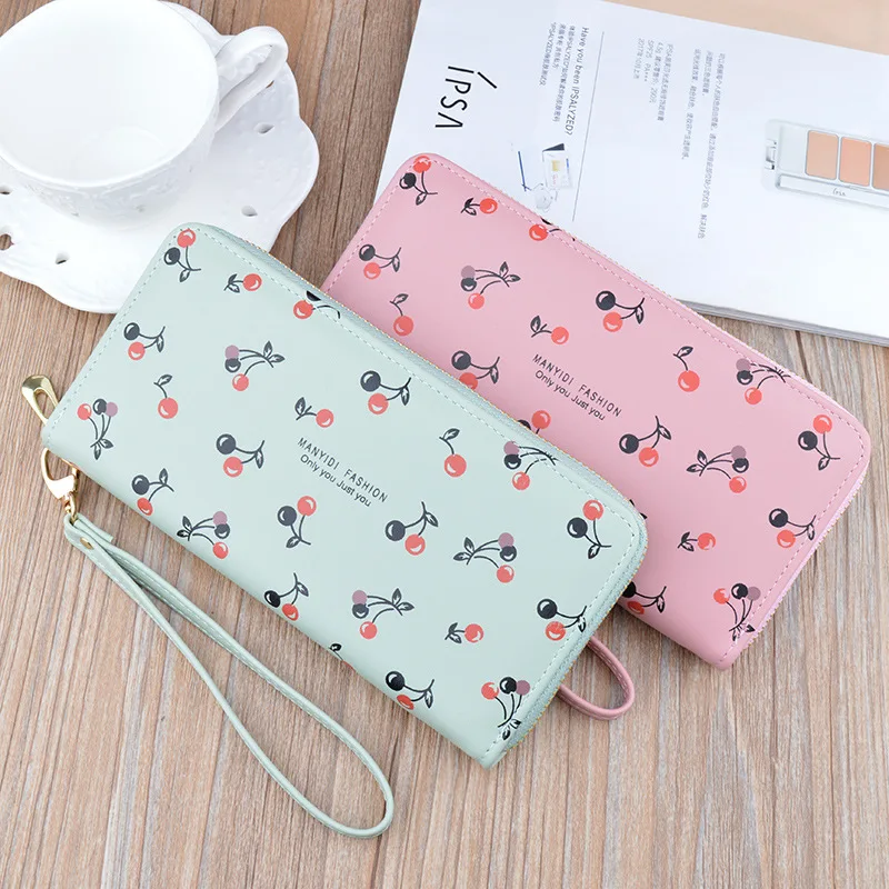 

New wallet women's long zipper Hand Bag Fashion Korean soft leather clip large capacity printed wallet mobile phone bag