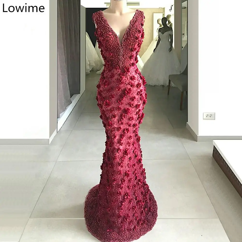 Великолепное длинное платье-Русалка бордового цвета для выпускного вечера