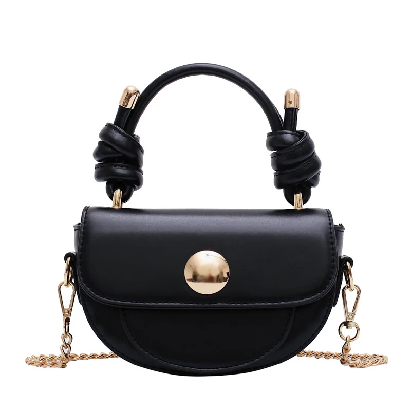 

New Retro Texture Chain Saddle Bag 2019 Autumn and Winter Simple Foreign Fashion Fashion Wild Shoulder Bag Messenger Bag Clutch