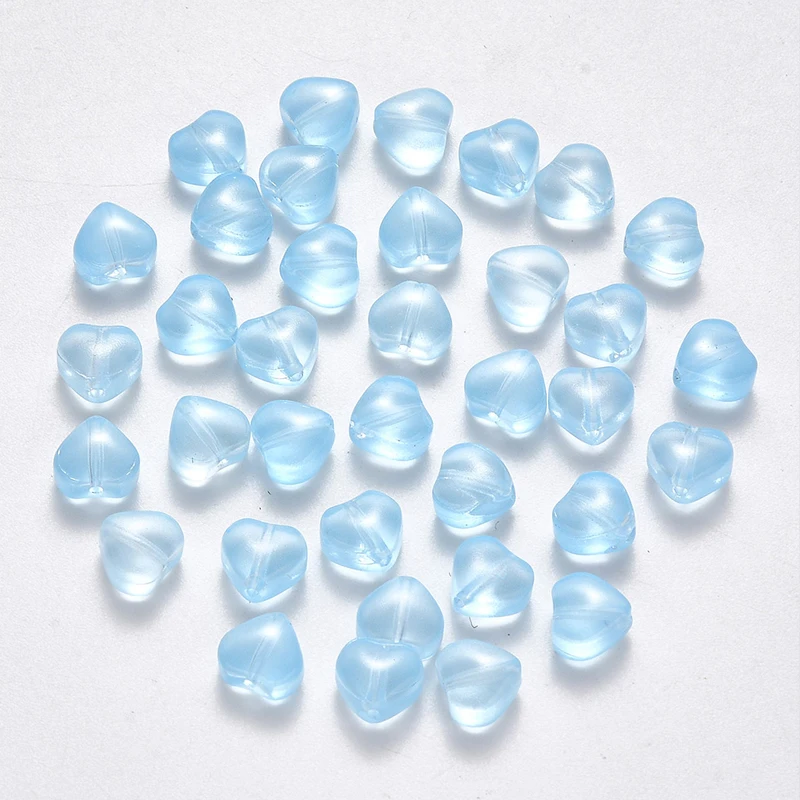 100Pcs Transparent Spray Painted Glass Beads Mixed Style Heart Shape Spacer Bead for DIY Bracelet Jewelry Making Bulk 6x6x4mm