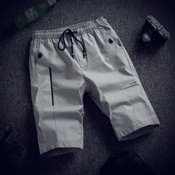 

Fashion Men Shorts Casual Thin Fitness Streetwear Workout Elastic Waist Sweatpants Summer Polyester Knee Length Clothing KK60ND