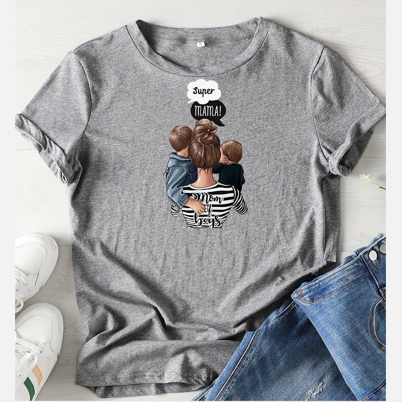Футболка с принтом для мамы и ребенка 90s футболка большого размера изображением