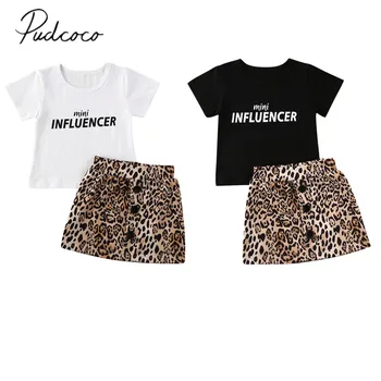 

Pudcoco 2020 Baby Summer Clothing 2PCS Toddler Kids Baby Girl Clothes Short Sleeve Tops T-Shirt+Leopard Print Skirt Outfits