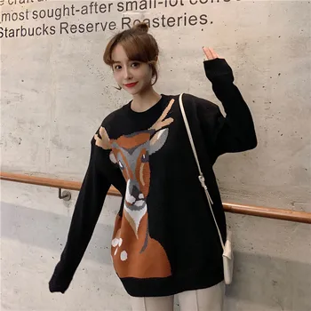 

Milinsus 2019 Vintage Pull Sweater Women Plus Size Loose Sweaters Kawaii Cute Christmas Jumpers Fleeced Warm Pullover Sweaters