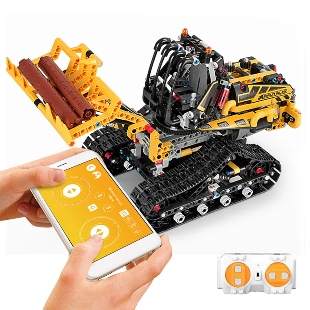 

13034 873PCS Engineering City Glory App Remote Control RC Construction Brigade Truck Car Building Blocks Bricks Toy Gift For Kid