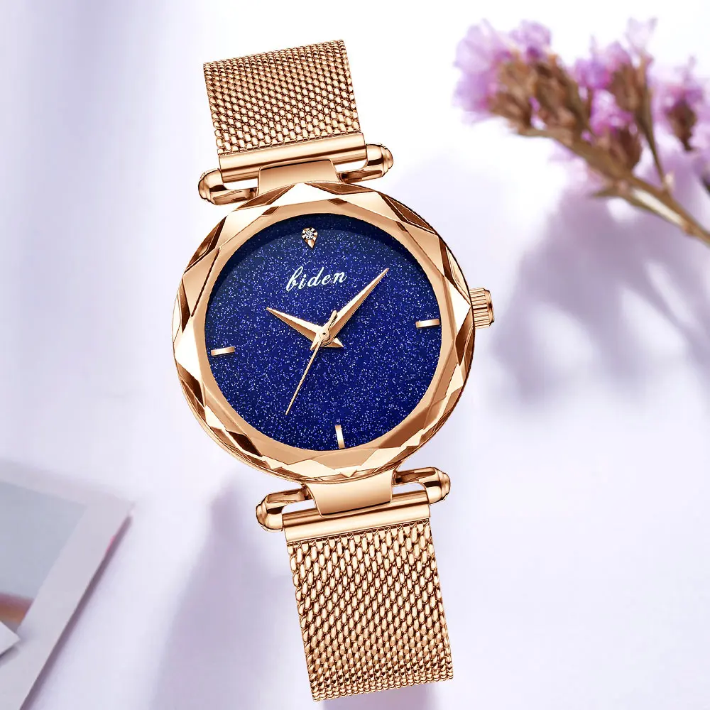 

2019 New Design Colorful Female Bright Watch Quarrtz Fashion Gift Luxury Mesh Steel Detachable Wrist Strap BIDEN Women Watch